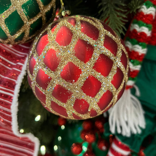 Esfera roja con diamantina